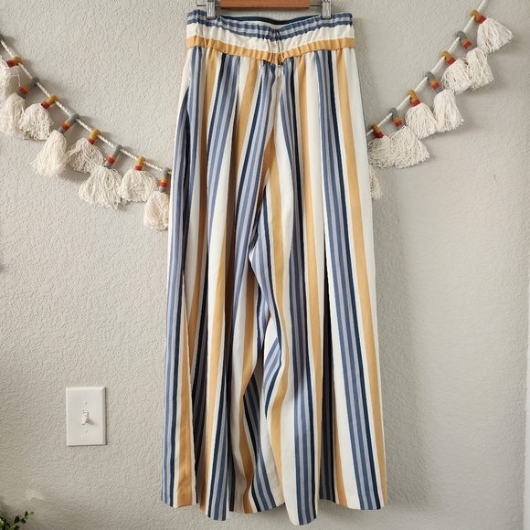 Chloe Dao Blue Striped Pleated Wide Leg Kira Pants Trouser Contemporary Designer - Picture 2 of 11